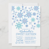 Winter Wonderland Snowflake 16 . Geburtstag Party Einladung (Vorderseite)