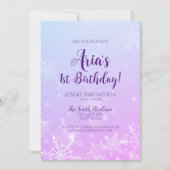 Winter Wonderland Snowflake 1. Geburtstag Einladung (Vorderseite)
