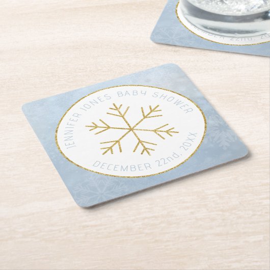 Winter Wonderland Snowflake Baby Dusche Untersetze Rechteckiger Pappuntersetzer (angewinkelt)