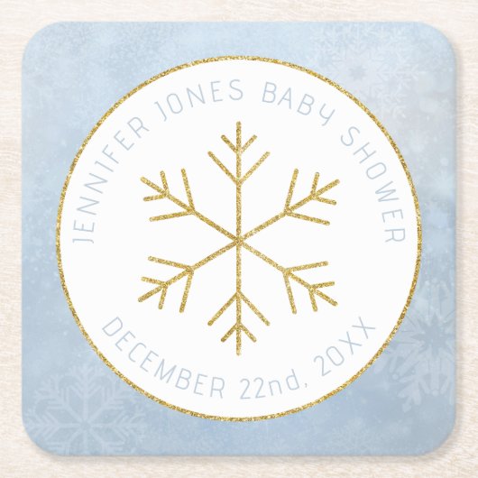 Winter Wonderland Snowflake Baby Dusche Untersetze Rechteckiger Pappuntersetzer (Vorderseite)
