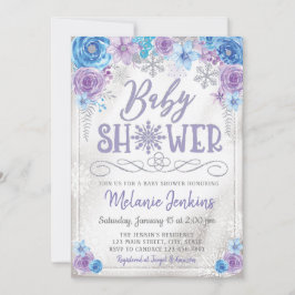 Winter Wonderland Snowflake Babydusche Einladung