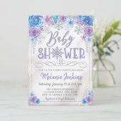 Winter Wonderland Snowflake Babydusche Einladung (Stehend Vorderseite)
