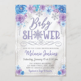 Winter Wonderland Snowflake Babydusche Einladung