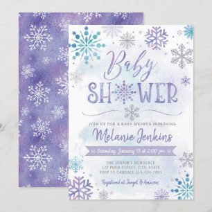Winter Wonderland Snowflake Babydusche Einladung