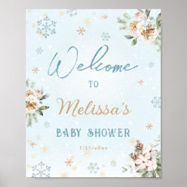 Winter Wonderland Snowflake Babydusche Willkommen Poster