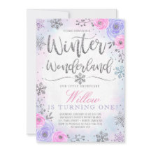 Winter Wonderland Snowflake Birthday Invitation