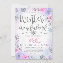 Winter Wonderland Snowflake Birthday Invitation Einladung