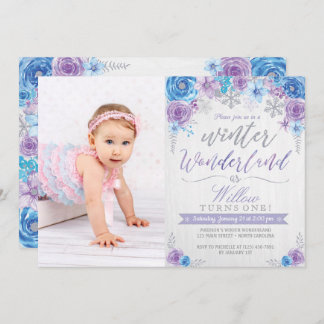 Winter Wonderland Snowflake Birthday Invitation Einladung