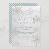 Winter Wonderland Snowflake Blue Geburtstag Einladung (Vorne/Hinten)