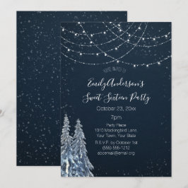 Winter Wonderland Snowflake Blue Sweet 16 Einladung