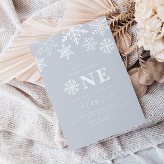 Winter Wonderland Snowflake Boys Blue Geburtstag Einladung