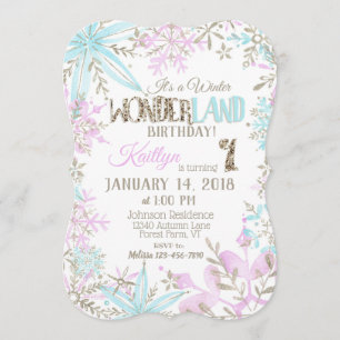 Winter Wonderland Snowflake Geburtstag Einladung