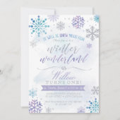 Winter Wonderland Snowflake Geburtstagseinladung Einladung (Vorderseite)