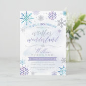 Winter Wonderland Snowflake Geburtstagseinladung Einladung (Stehend Vorderseite)