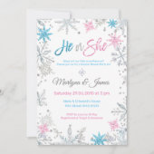 Winter Wonderland Snowflake Gender Reveve Einladun Einladung (Vorderseite)