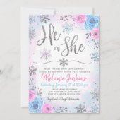 Winter Wonderland Snowflake Gender Reveve Einladun Einladung (Vorderseite)