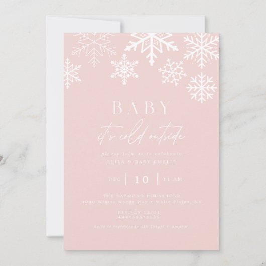 Winter Wonderland Snowflake Girl Babydusche Einladung (Vorderseite)