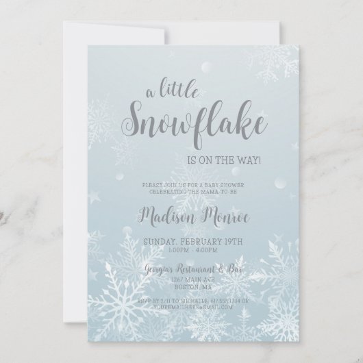 Winter Wonderland Snowflake Kinderdusche Einladung (Vorderseite)