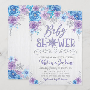 Winter Wonderland Snowflake Kinderdusche Einladung