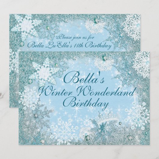 Winter Wonderland Snowflake Party Einladungen (Vorne/Hinten)