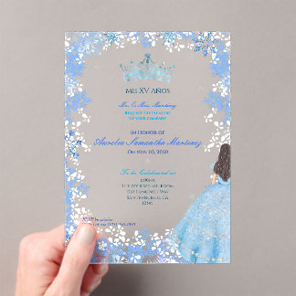 Winter Wonderland Snowflake Quinceañera Acryleinladungen