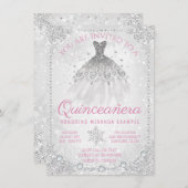 Winter Wonderland Snowflake Quinceanera Einladung (Vorne/Hinten)