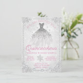 Winter Wonderland Snowflake Quinceanera Einladung (Stehend Vorderseite)