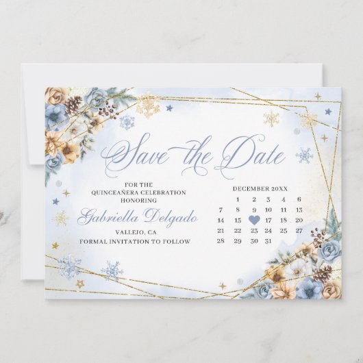 Winter Wonderland Snowflake Save the Date Einladung (Vorderseite)