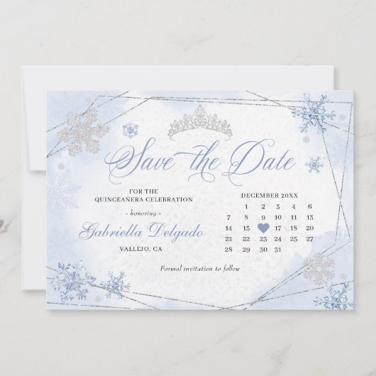 Winter Wonderland Snowflake Save the Date Einladung (Vorderseite)