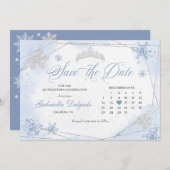 Winter Wonderland Snowflake Save the Date Einladung (Vorne/Hinten)