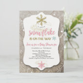 Winter Wonderland Snowflake Thema Girl Baby Dusche Einladung (Stehend Vorderseite)