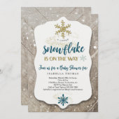 Winter Wonderland Snowflake Theme Boy Baby Dusche Einladung (Vorne/Hinten)