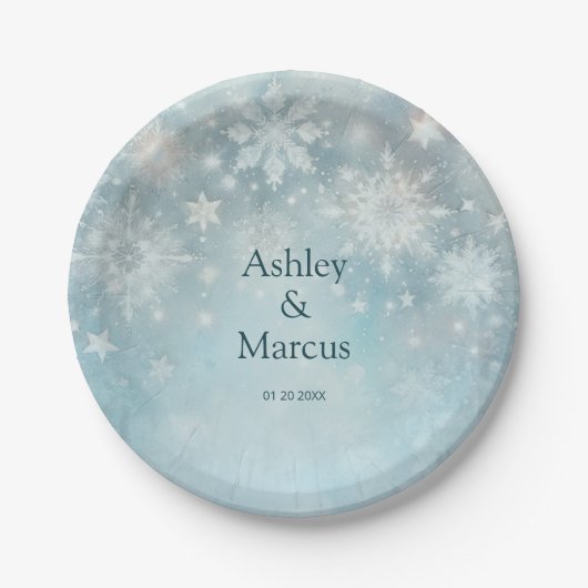 Winter Wonderland Snowflake Wedding Pappteller (Vorderseite)