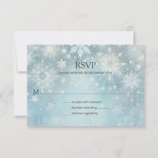 Winter Wonderland Snowflake Wedding RSVP Karte (Vorderseite)