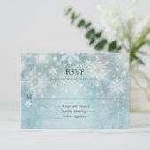 Winter Wonderland Snowflake Wedding RSVP Karte (Stehend Vorderseite)