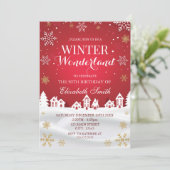 Winter Wonderland snowflakes birthday Einladung (Stehend Vorderseite)