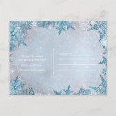 Winter Wonderland Snowflakes Save the Date blau Ankündigungspostkarte (Rückseite)