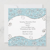 Winter Wonderland Snowflakes Silver Swirt Einladun Einladung (Rückseite)