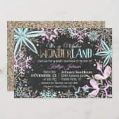 Winter Wonderland Snowflakes Sparkle Baby Dusche Einladung (Vorne/Hinten)