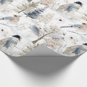 Winter Wonderland Snowman and Bird Pattern Geschenkpapier (Ecke)