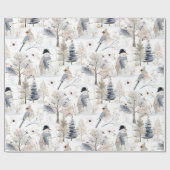 Winter Wonderland Snowman and Bird Pattern Geschenkpapier (Flach)