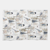 Winter Wonderland Snowman and Bird Pattern Geschirrtuch (Horizontal)