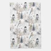 Winter Wonderland Snowman and Bird Pattern Geschirrtuch (Vertikal)