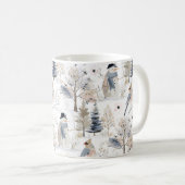Winter Wonderland Snowman and Bird Pattern Kaffeetasse (VorderseiteRechts)