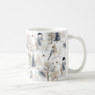 Winter Wonderland Snowman and Bird Pattern Kaffeetasse