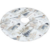 Winter Wonderland Snowman and Bird Pattern Polyester Weihnachtsbaumdecke (Schrägansicht)