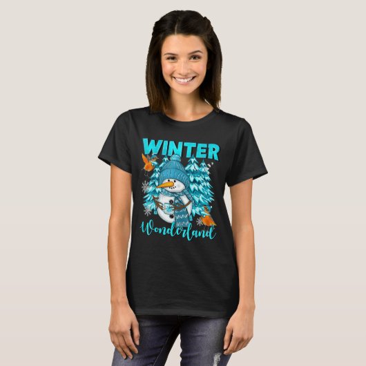 Winter Wonderland Snowman And Snowflakes Cozy Wint T-Shirt (Vorne ganz)