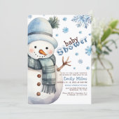 Winter Wonderland Snowman Baby Dusche Einladung (Stehend Vorderseite)