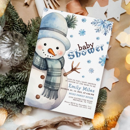 Winter Wonderland Snowman Baby Dusche Einladung