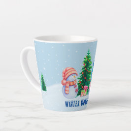 Winter Wonderland Snowman Couple Latte Tasse